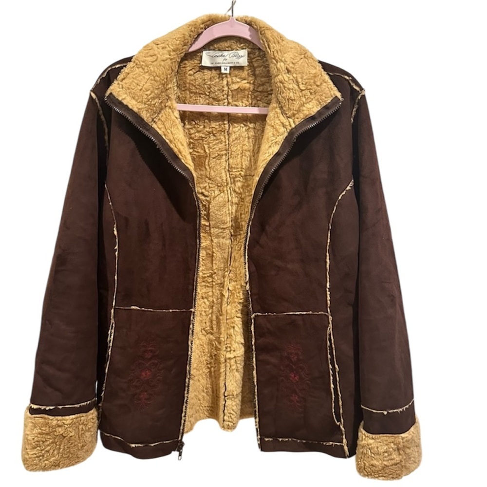 Vintage Faux Fur-Trim Penny Lane Coat Tasha Polizzi Medium Boho Hippie 90s 70s